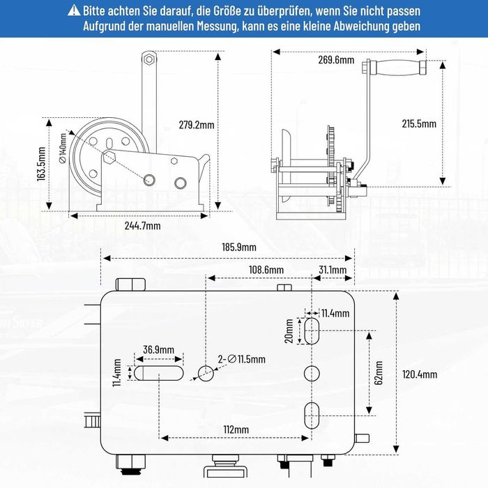 Troliu manual cu chingă de 10 m, capacitate 1000 kg, cu sistem de autoblocare, NOU, factura, garantie