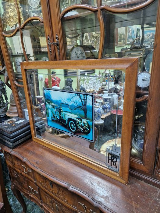 Уникално антикварно английско рекламно огледало Rolls Royce