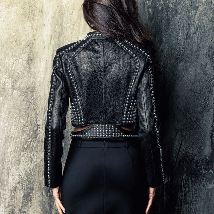 Кожено яке от естествена кожа с капси