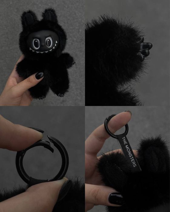 Labubu Exciting Macaron Black, Labubu Black, Черно Лабубу The Monsters