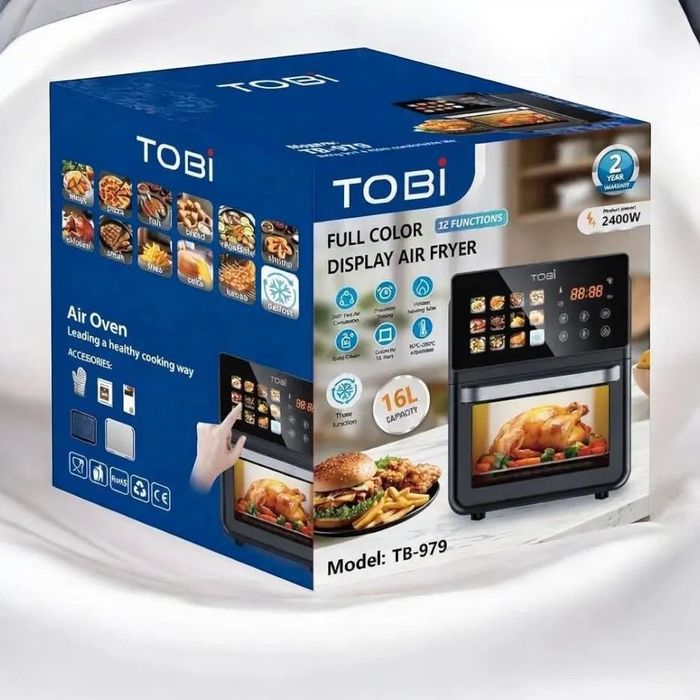 Еър Фрайър TOBI( 2400W) с пълноцветен тъч дисплей и 12 автоматични програми