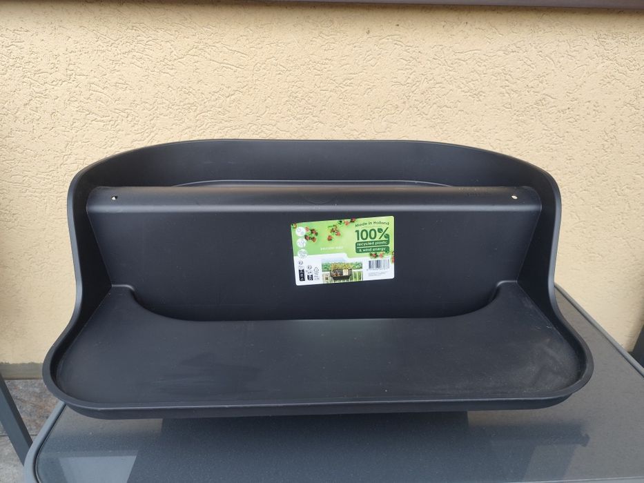 Jardiniere balcon cu polita pt răcoritoare gri antracit