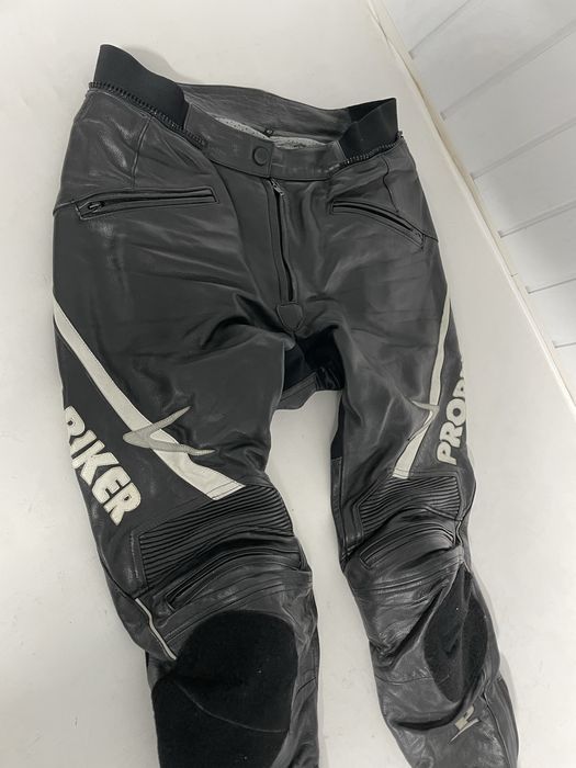 Pantaloni moto Probiker marime 42 din piele cu progectii hard