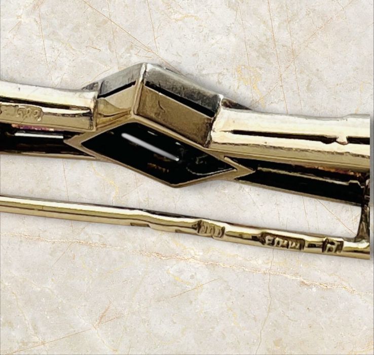 Антикварна брошка Арт Деко – 1.73 ct естествени диаманти, 14К злато и сребро