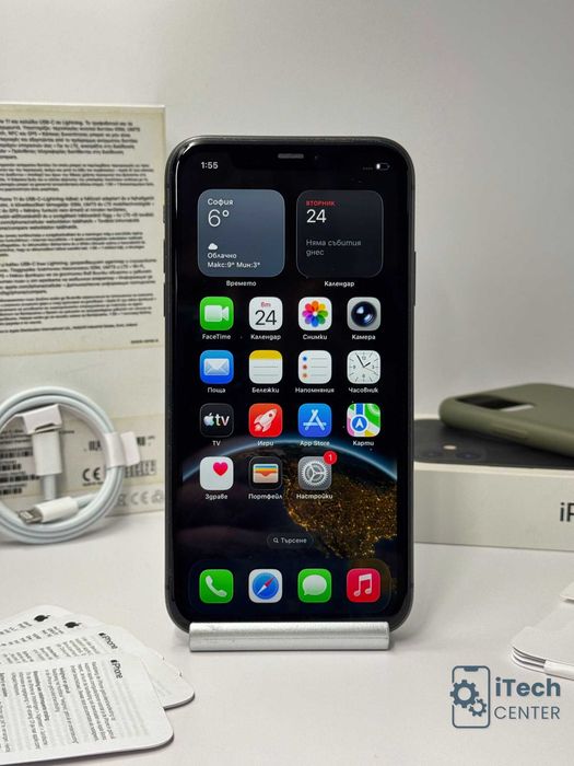 iPhone 11, 64GB, Black, 100% батерия, КАТО НОВ, 1г. ГАРАНЦИЯ!