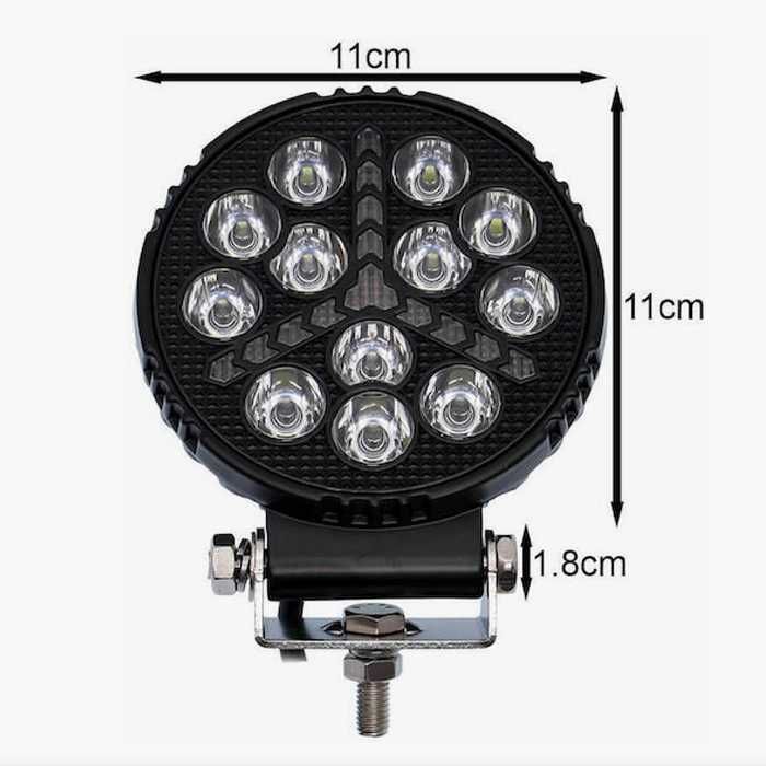 LED халоген с 12 диода и вграден жълт мигач 9–80V, 19W, 6000 lm, IP67