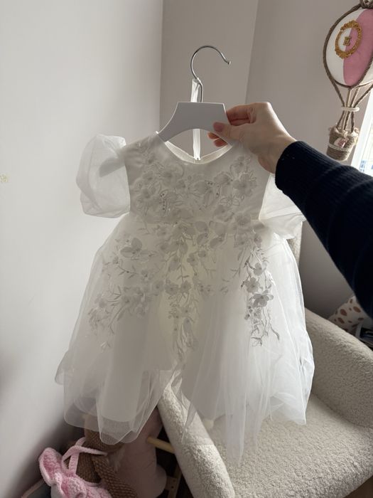 Детска бяла рокля за кръщене  80см