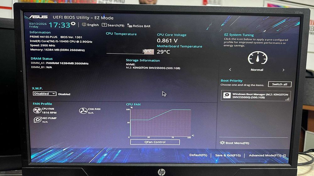 Мини Компьютер Asus H410i-PLUS Core i5-10400, DDR 16ГБ, SSD 500ГБ