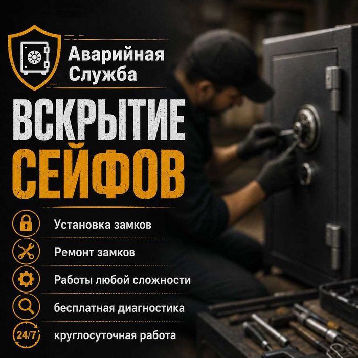 Аварийное вскрытие сейфов•открыть замок кодовый•ремонт замка•двери