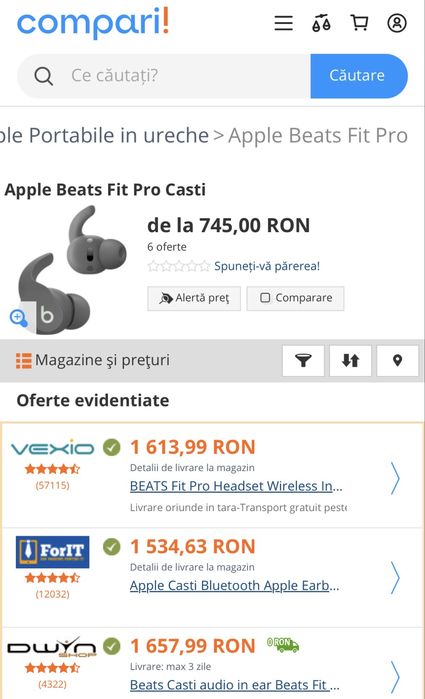 MDM vinde: Casti Beats Fit Pro, Grey.