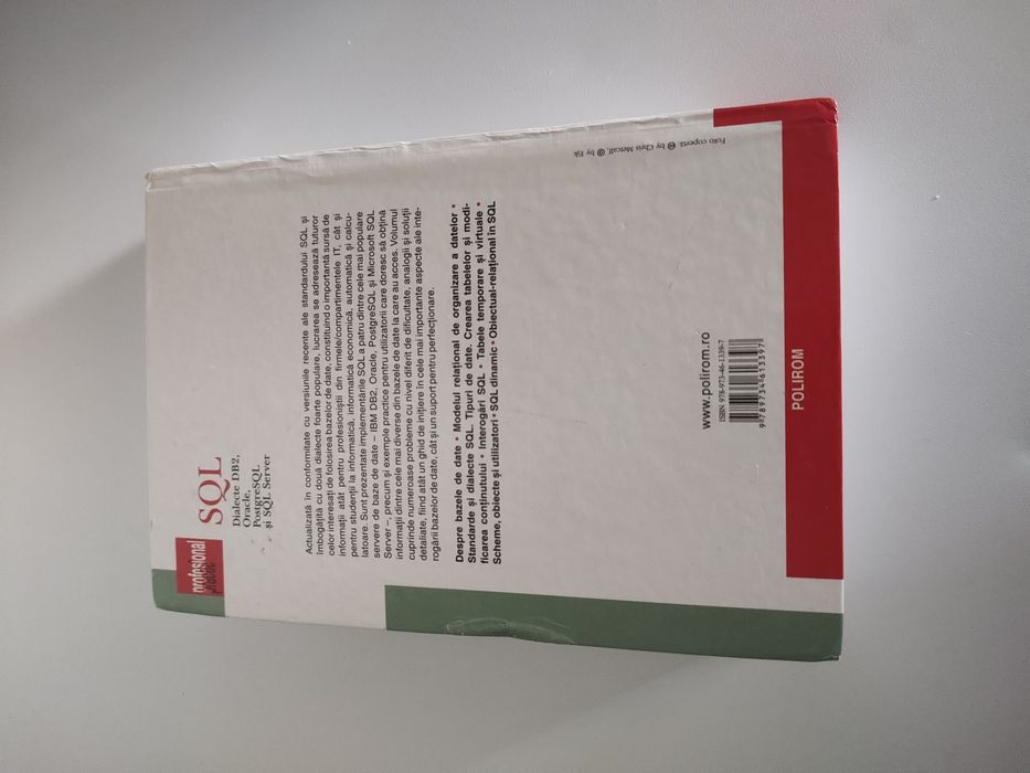 Vând carte „SQL – Dialecte DB2, Oracle, PostgreSQL și SQL Server” – Marin Fotache