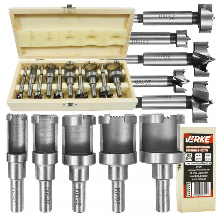 Set 10 freze profesionale pentru lemn, 15-35 mm, prindere 8 mm, Verke