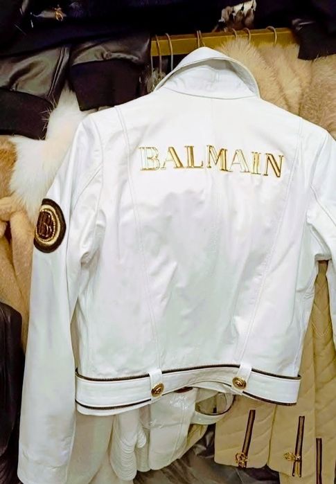 Geci piele naturala Balmain,Italia,Feronerie metalica inscriptionata