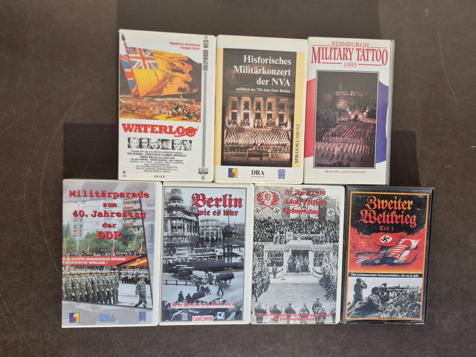 Vând 7 casete video VHS originale de la 80- 120 minute colectie filme Documentare military, Razboi Hitler