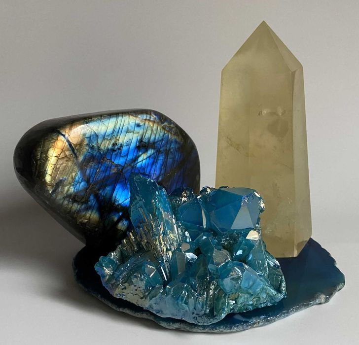 Decor Cristale - Labradorit&Citrin&Cuart Aura - Set Cristale