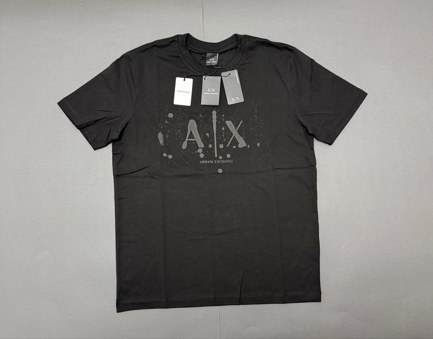 Tricou Armani Exchange negru – logo frontal  – nou cu etichetă