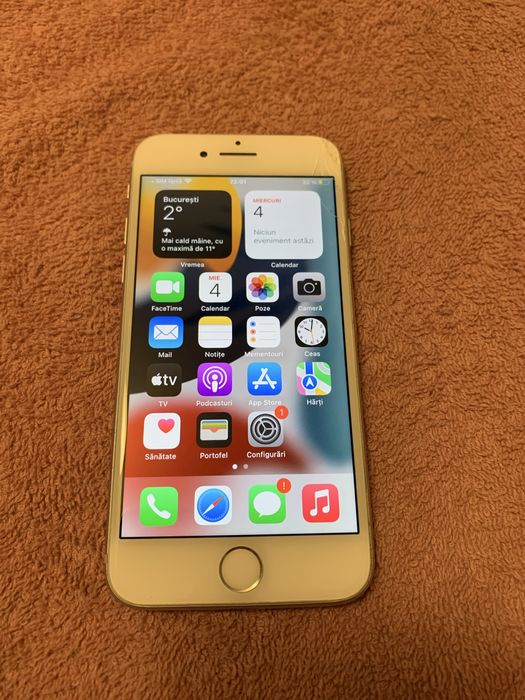 Iphone 8 Alb. Spate fisurat. Display fisurat