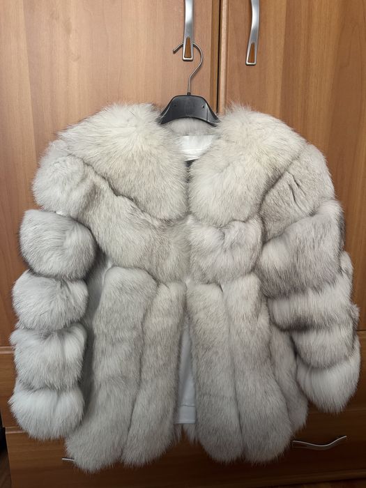 Haina din Blana naturala vulpe alba