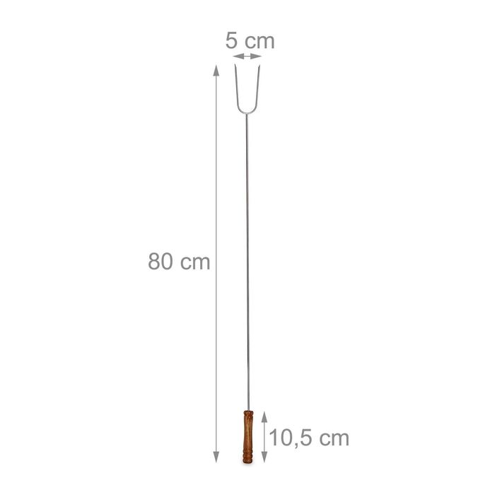 Set 6 Frigarui Grill inox maner lemn pentru prajit carne slanina 80 cm