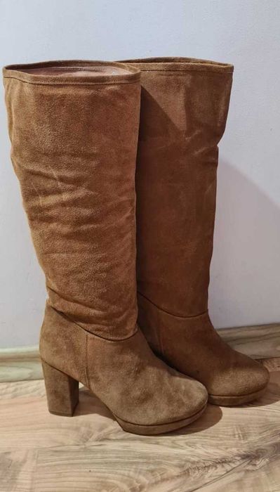 Cizme piele intoarsa Camel