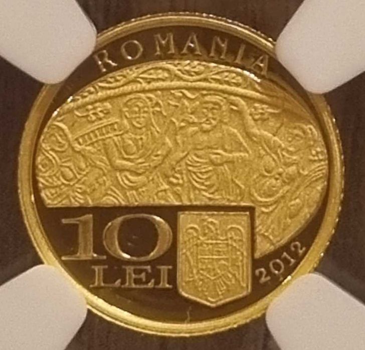 Moneda istoria aurului BNR Patera de la Pietroasa gradata NGC PF 70 UC