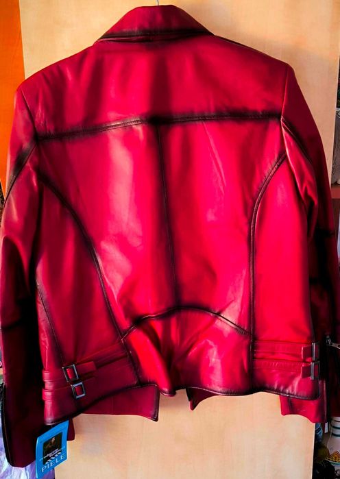 Geaca noua cu eticheta din piele naturala, Burgundy, XXL