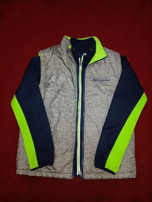 Из США комплект, кофта и двухстороняя желетка,бренда Seattle Seahawks!