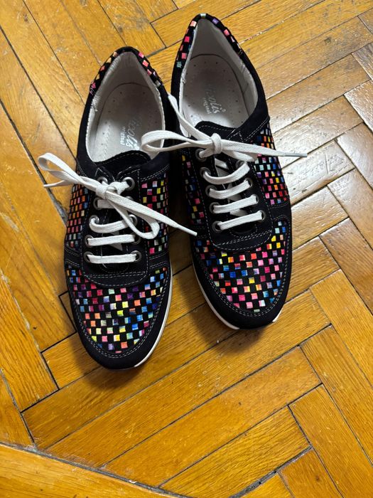 Adidasi multicolori de piele intoarsa