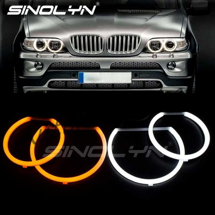 thumbnail image 2 of SINOLYN LED Angel Eyes Halo Rings For BMW E53 X5 – Pure White Daytime Running Light Upgrade 2 of 4