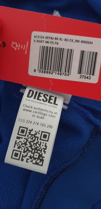 Diesel S - Boxt - N6 Loose Fit Cotton Mens Size XL НОВО! ОРИГИНАЛ! Мъжка Блуза Суичър!