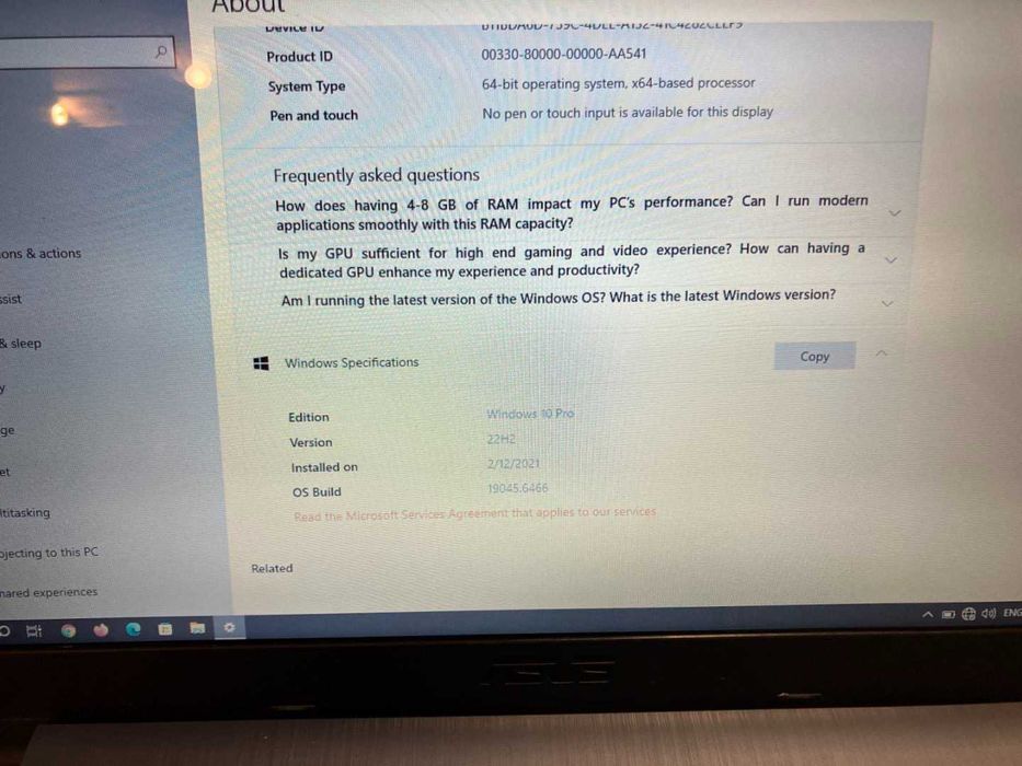 Лаптоп ASUS - SSD120GB + HDD1TB, здрава батерия