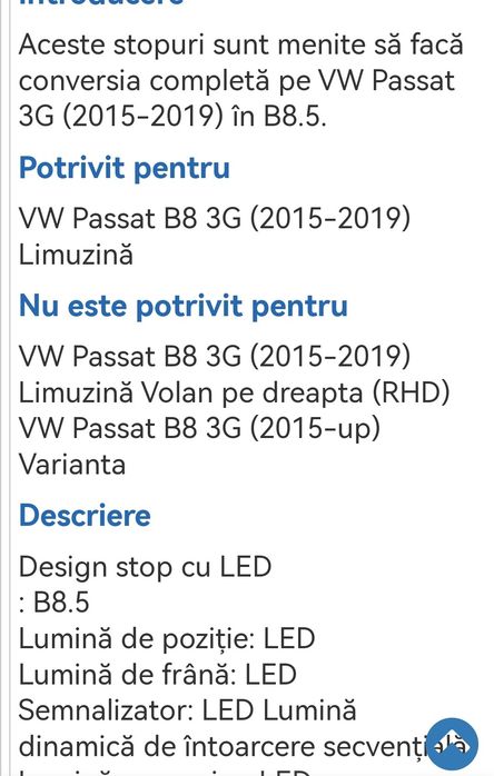 Stopuri led VW Passat B8 3G