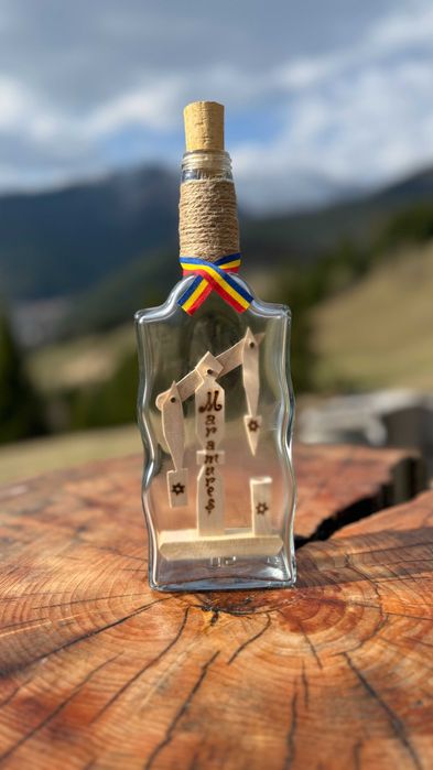 Sticla Decorativa / Artizanat Handmade Maramures Personalizabila- Cadou Unic Romanesc