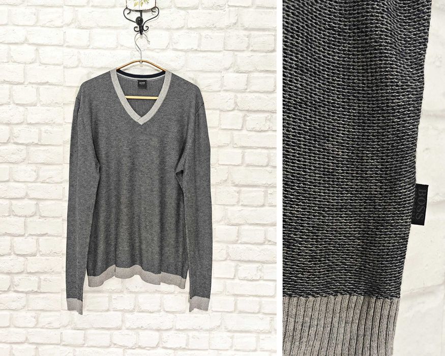 HUGO BOSS Slim fit  Памук / Коприна Оригинален мъжки пуловер размер XL