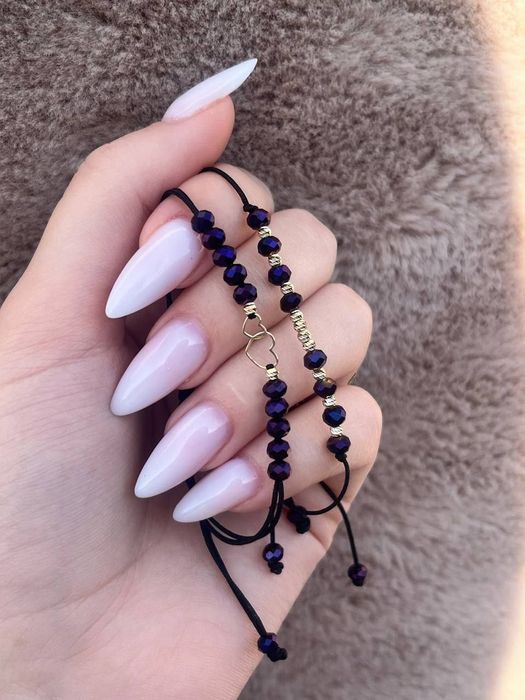 Set 2 brățări din șnur reglabil cu aur 14k și cristale! Făcute manual!