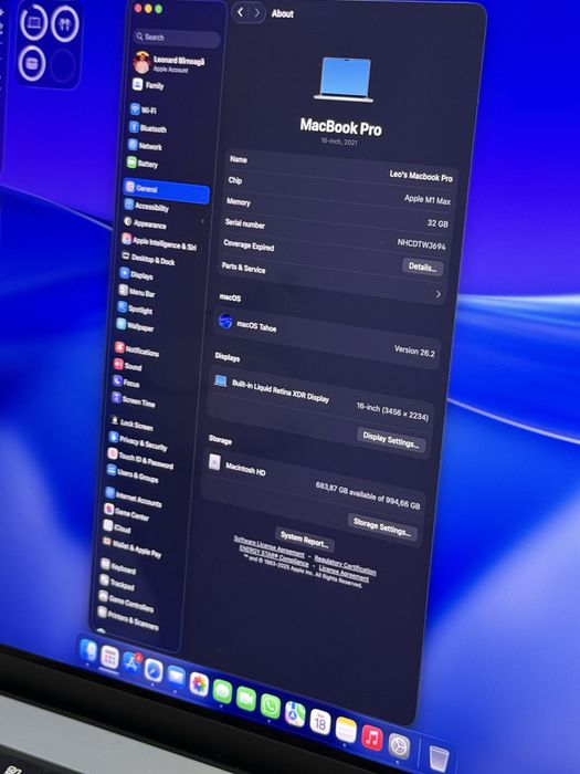 MacBook Pro 16” M1 Max 32GB RAM 1TB SSD