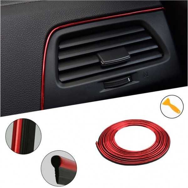Декоративна лайсна за интериор на кола, червена или синя