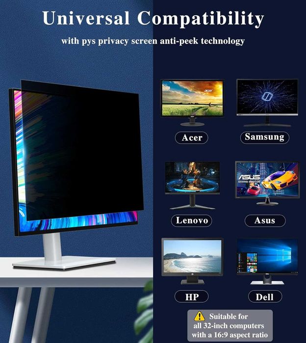 PYS 32-инчов екран за поверителност за 16:9 широкоекранен монитор