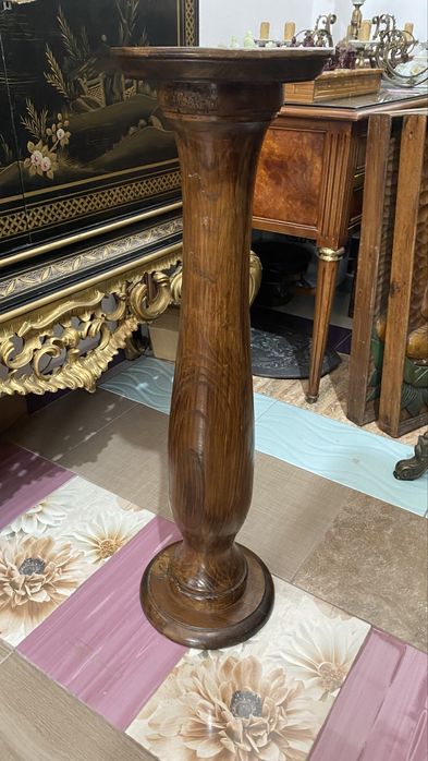 Piedestal Stativ Suport Lemn Masiv Sculpturi Vintage