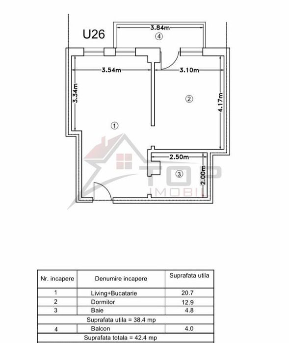 Apartament 2 camere Intabulat - Bucium Visan