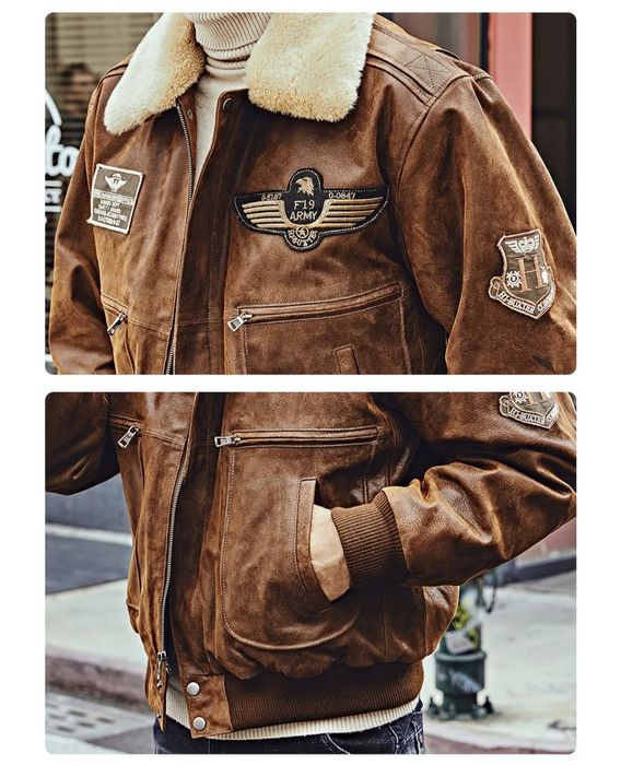 Куртка кожаная пилот бомбер.