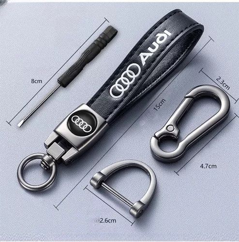 Луксозен кожен ключодържател с карабинер и отвертка