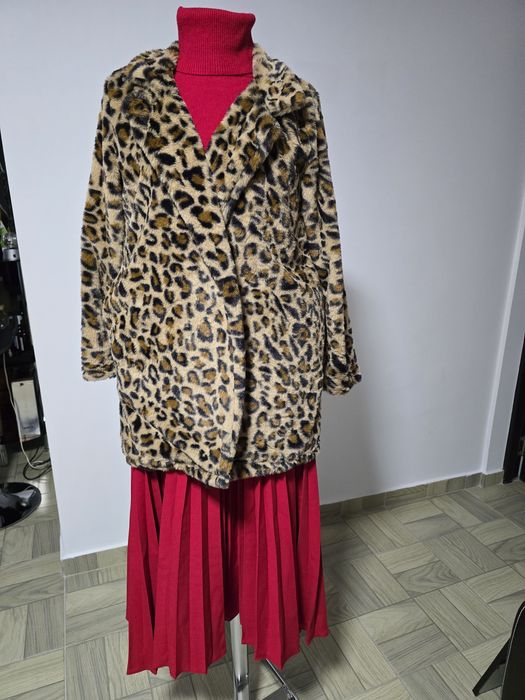 Haina animal print din blana ecologica, model superb