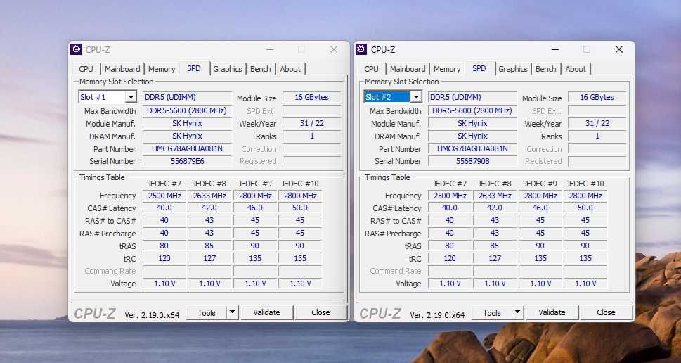 SK Hynix A-die 32GB (2x16GB) DDR5 5600MHz
