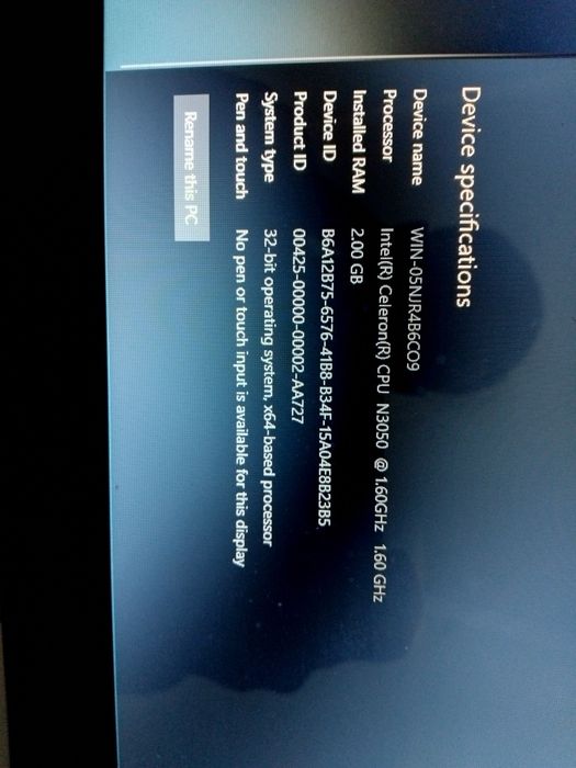 NoutbukIntel Celeron3050