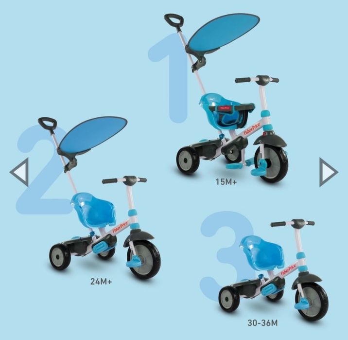 Триколка Fisher Price 3 in 1  smarTrike Charm Plus  синя