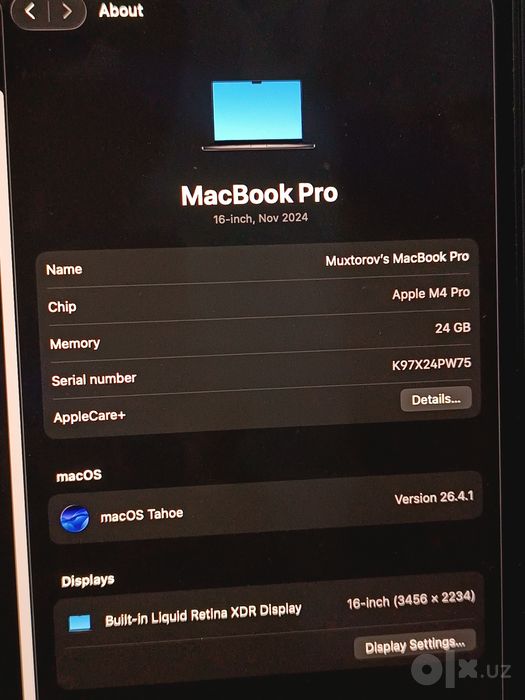 Macbook m4pro 24/512 16inch