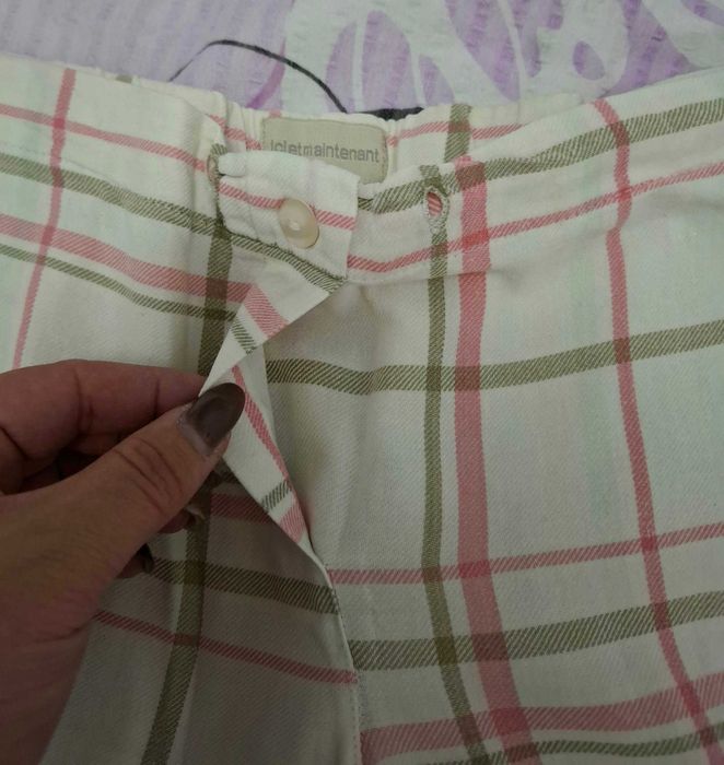 Pantaloni  dama alb-roz