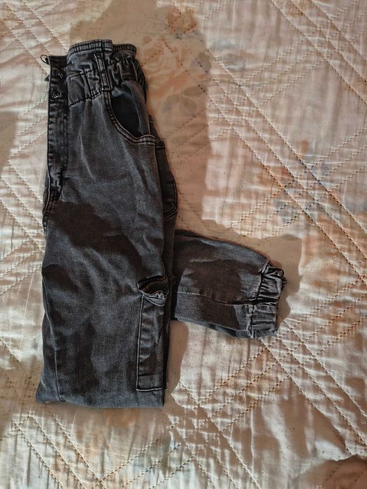 Сив карго панталон с висока талия