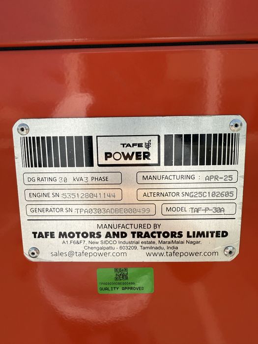 Генератор TAFE PPOWER 30 kwa